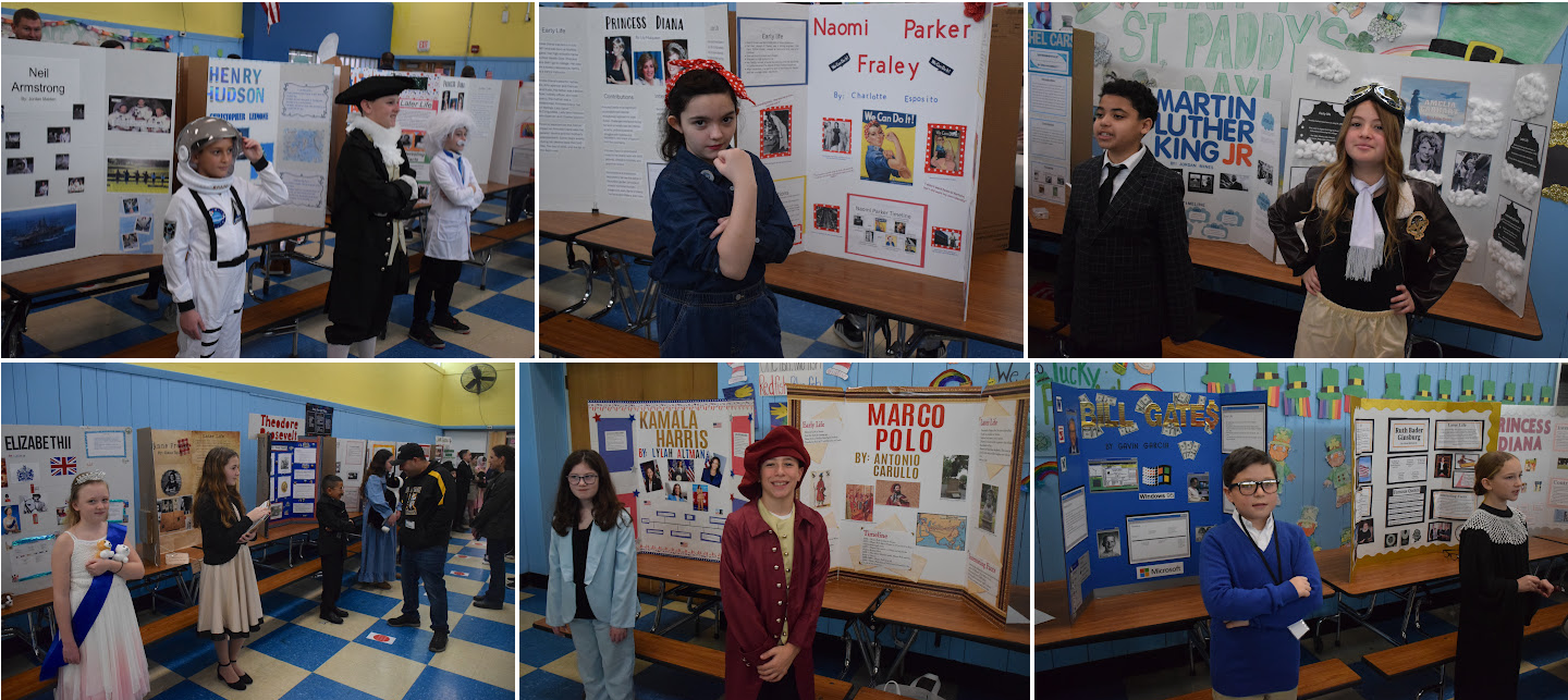 group of photos with kids in costumes